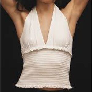 Anthropologie Danika Smocked Halter Tank Top White Women’s Large